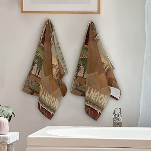 Aiyooler Farmhouse Hand Towels For Kitchen Set Of 2 Maple Leaf Bear Cabin Moose Deer Country Style Decorative Bath Hand Towel Soft Highly Absorbent Towel For Bathroom Kitchen Dish Spa Yoga 14.4"X28.3" #TOP3