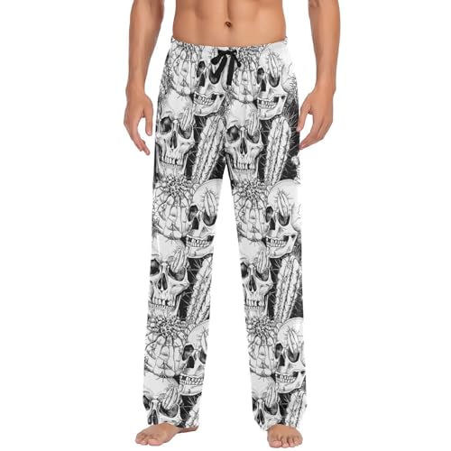 Anyangquji Skull Cactus Men Pajama Pant Lounge Pajama Bottoms Elastic Waistband Sleepwear PJs Sleep Pants XL
