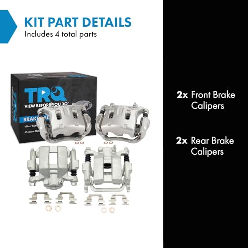 Image of TRQ Front and Rear Brake Caliper Set Zinc Coated Brackets Compatible with 2007 Infiniti G35 2007-2009 M35 2006-2009 M45