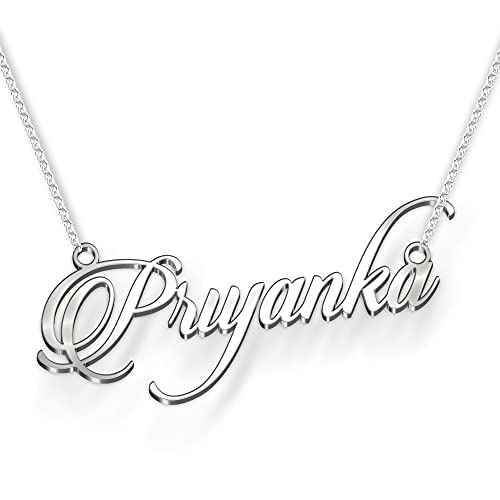 Image of Priyanka Cursive Gold & Silver Name Pendant Necklace, Best Jewelry Gift for Girls.
