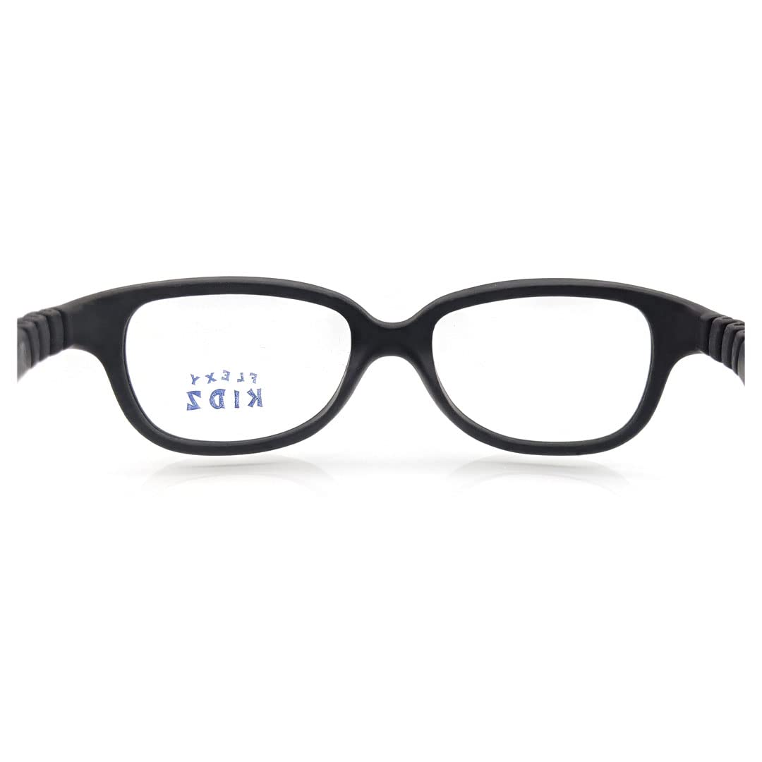 Flexi Kidz Blue Light Blocking Anti Glare Zero Power Unbreakable Eyeglasses Spectacle Frame Protection From TV Mobile Laptop Computer for Kids Girls Boys Unisex With Antislip Silicone Band (Black) - Image 4 thumbnail
