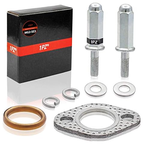 1PZ MG2-SE3 Premium Exhaust Bolt and Gasket for GY6 50cc 70cc 90cc 110cc 125cc 150cc GMB139 Engine Scooters ATV (Silver) Cover