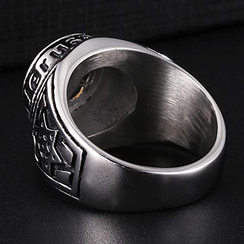 Stainless Steel Jerusalem Stat of David Black Onyx Singet Ring (Silver, 13) - Thumbnail 4