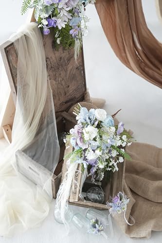 Ramo de Boda de Pasto Pampas Morado y Azul miniatura 7