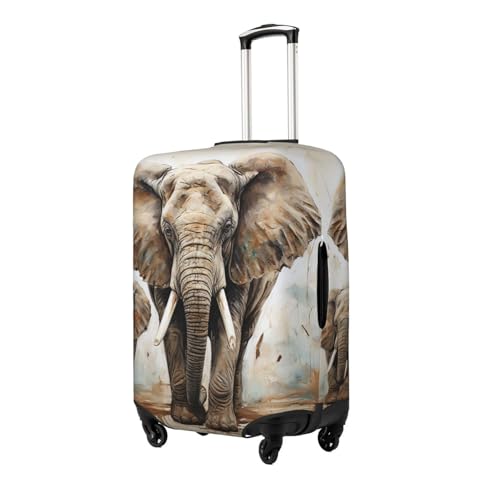 Travel Luggage Covers For Suitcase, Elephant Art On Wood Elastic Suitcase Protector Washable Anti-Scratch Suitcase Baggage Cover Luggage Protector Fits 18-32 Inch Luggage2