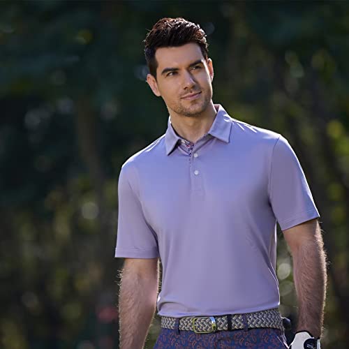 M Maelreg Golf Polo Shirts For Men Short Sleeve Performance Moisture Wicking Quick Dry Casual Collared Men’s Polo Shirts Purple #TOP2