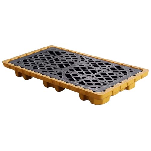 Image of WXPXYBF Industrial Spill Pallet for 55 Gal Drums, Heavy Duty Polyethylene Drum Container with Drain Valve & Removable Grate, Chemical Resistant Leakproof Sump Tray for Warehouse Storage