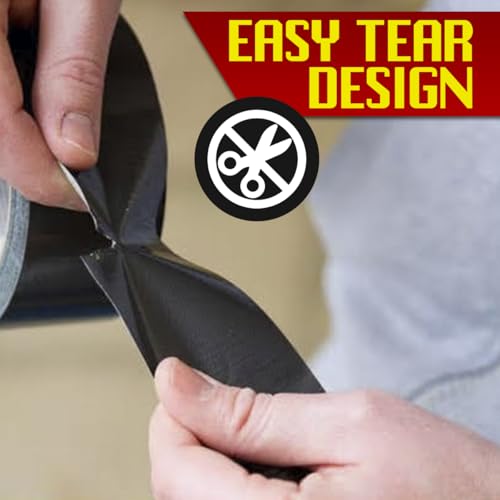 Image of 6 Pack - Black Duct Tape (2 in x 90 ft /Roll); Total of 540 Feet (180 Yards); Heavy Duty; Tear by Hand Design; No Residue; Strong Yet Flexible; Great for Repairs of All Kinds; Duck Tape; Bulk Pack