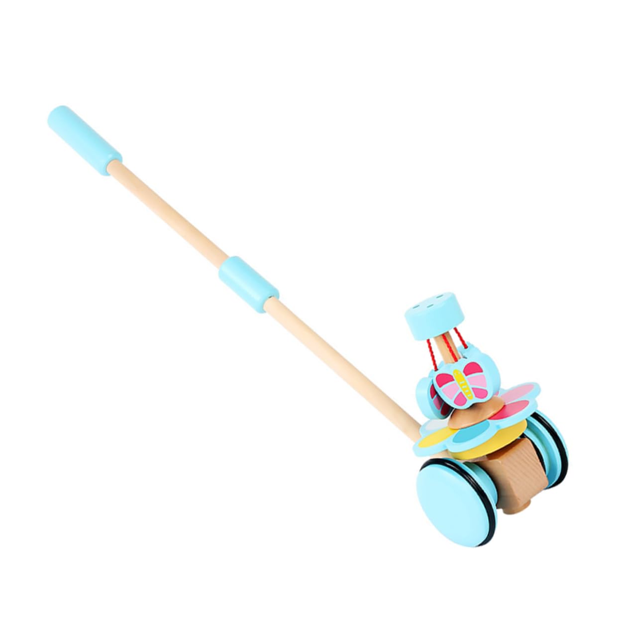 Toddmomy Boys and Girls Plaything Baby Buggy Walk Learning Trainer Toddler Trolley Wooden Push Cart Non-Slip Handle Random