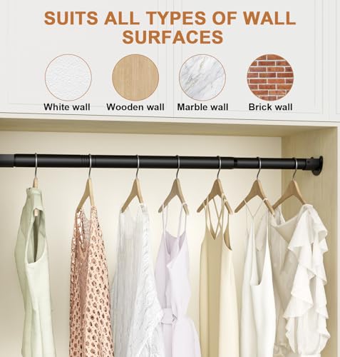 Adjustable Closet Rod, 16 to 72 Inche Closet Rods for Hanging Clothes, Heavy Duty 1.3 Inch Closet Hanging Rod for Closet Wardrobes Laundry RVs by BUHAROY - Used condition - Image 5