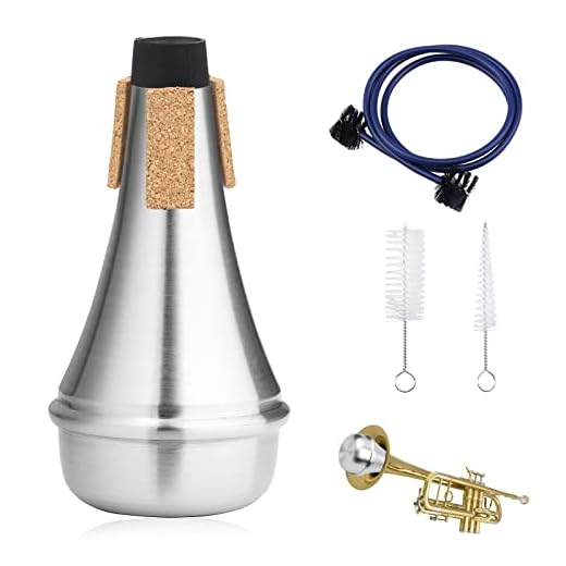 JNZLT Silenciador de Trompeta Portátil de Aluminio - Accesorios para Instrumentos Musicales Con 3 Cepillos de Limpieza - Para Todas las Trompetas (Plata)