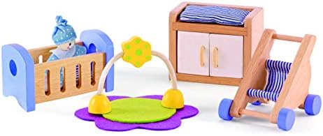 Hape Wooden Doll House Furniture Baby's Room Set