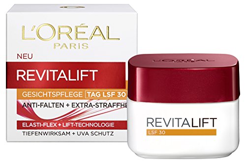 L'Oréal Paris Feuchtigkeitspflege Tag LSF 30 für Frauen: für eine elastische und besonders straffe Haut & schützt vor UV-Strahlen mit Pro-Elastin & Adenosin, Revitalift, 1x 50ml