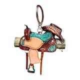 QLECXZI Portachiavi in acrilico con sella da cavallo da cowboy occidentale, decorazione per interni auto, regalo per amanti dei cavalli e appassionati di, accessori per, Stile I
