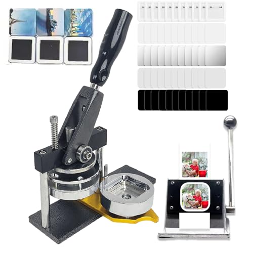 JKJZSALJ Badge Maker Machine,Professional Metal Badge Maker With Paper Cutter 500 Components For Diy Fridge Magnet Button Badge Making