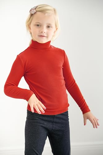 Image of Arshiner Girls Turtleneck Sweater Kids Casual Long Sleeve Knit Pullover Tops