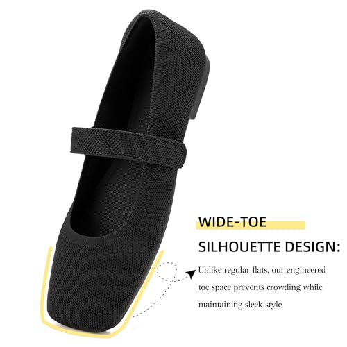 Wide Toe Box Flats Women Comfort Slip On Ballet Shoes Mary Jane Dressy Knit Flats with Adjustable Straps Washable Casual Office3