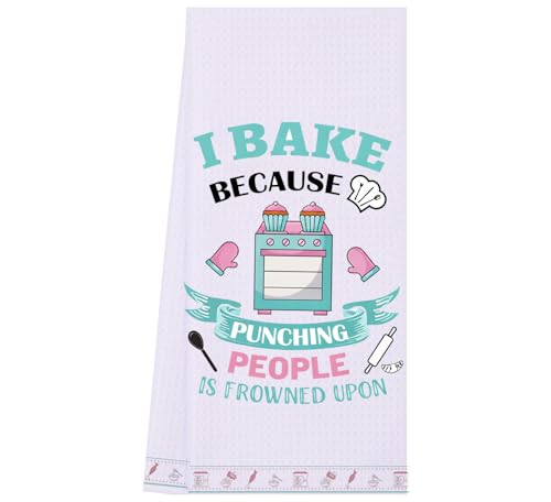 LXOMILL Baking Gifts for Women, Funny Kitchen Towel for Bakers, Sarcastic Baker Dish Towel, Cute Baking Decor, Gift for Baker Friend, Birthday Gift Idea