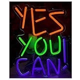 MINGYTN Bunte Buchstaben Lichter Neonschild Yes You Can Motivierendes LED-Licht, Dimmbar, Für Klassenzimmer, Bibliothek, Schule, Zuhause, Büro, Party-Dekor, 35cmx26cm(EIN)
