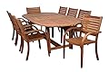 Amazonia Arizona 9 Piece Oval Outdoor Dining Set | Eucalyptus Wood | Durable and Ideal for Patio and Backyard