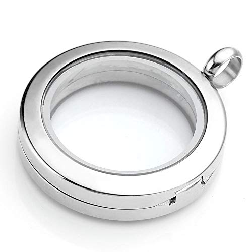 Jovivi 30Mm Living Floating Memory Glass Locket Necklace - Stainless Steel Round Crystals Buckle Closure #TOP5