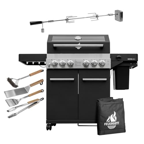 Feuergott Gasgrill Hektor 4B-S inkl. Drehspieß, Abdeckhaube -...