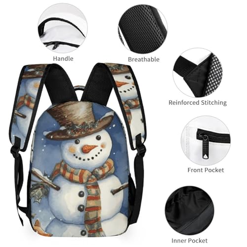 Winter Snowman Backpack Set Lightweight Bag Lunch Box Pencil Bags for Women Men Bookbags 3 in 13