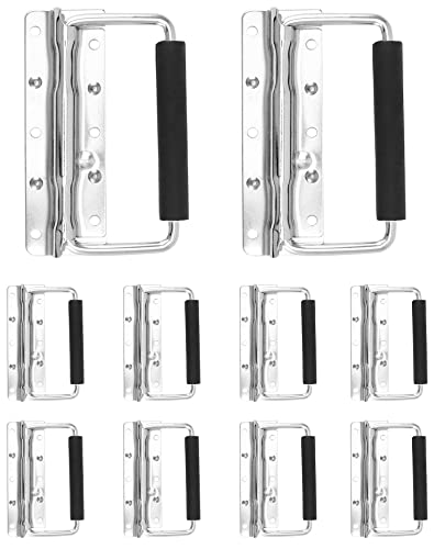 QWORK Heavy-Duty Spring Loaded Pull Handles with PVC Grip for Tool Boxes and Cases - 10-Pack Surface Mounted Design, 110lbs Load Bearing per Unit