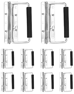 QWORK Heavy-Duty Spring Loaded Pull Handles with PVC Grip for Tool Boxes and Cases - 10-Pack Surface Mounted Design, 110lbs Load Bearing per Unit
