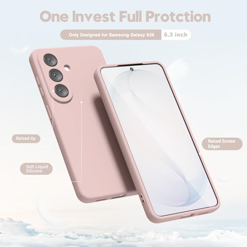 Image of DIZORO Microfiber Candy Case Compatible with Samsung S26 5G Smooth Touch Cushion Liquid Soft Silicone Gel Rubber Phone Cases Non-Slip Full Body Protective Shockproof Back Cover - Sand Pink