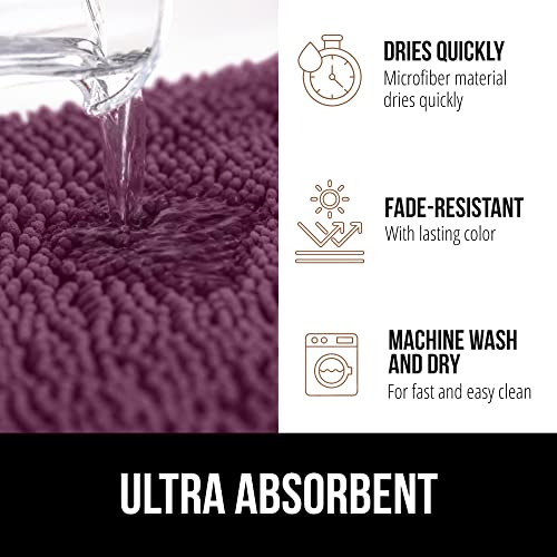 Image of Gorilla Grip Original Luxury Chenille Bathroom Rug Mat, 30x20, Extra Soft and Absorbent Shaggy Rugs, Machine Wash Dry, Perfect Plush Carpet Mats for Tub, Shower, and Bath Room, Eggplant