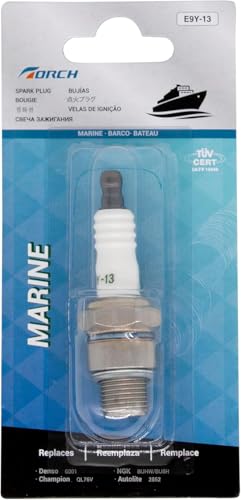 TORCH E9Y-13 Marine Boat Spark Plug Replace for Autolite 2852, for NGK BUHW 2622 BU8H 6431 Spark Plug, for Denso 6001,for Champion QL76V,2 PCS