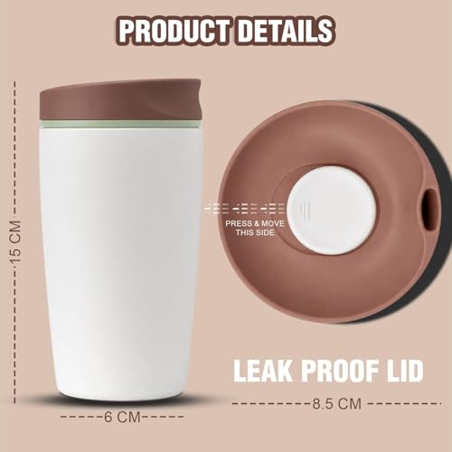 Image of Stvin Insulated Coffee Mug with Lid for Office & Travel | Reusable Double Walled Coffee Mug for Men & Women | Hot & Cold Beverage Cup - No Handle (Vanilla Bean)
