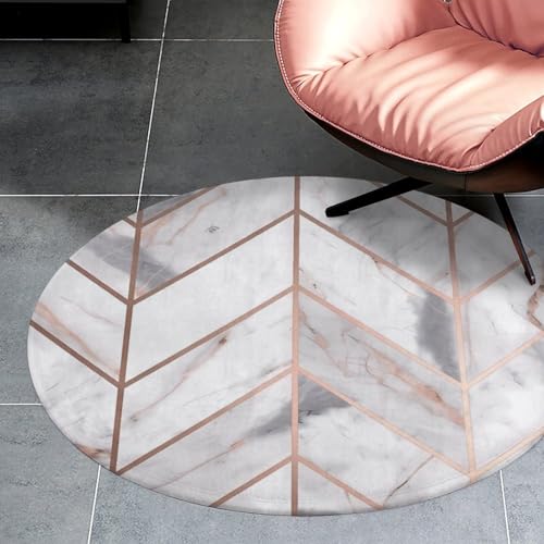 Tapis velours corail antidérapant rond 80 cm marbre rose