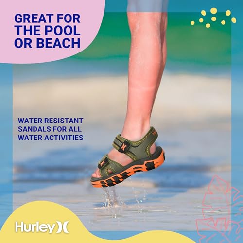 Image of Hurley Loni Toddlers and kids Water Shoes, Beach Essentials, Girls and Boys Open Toe Sandals, Lightweight, Breathable and Two Adjustable Straps