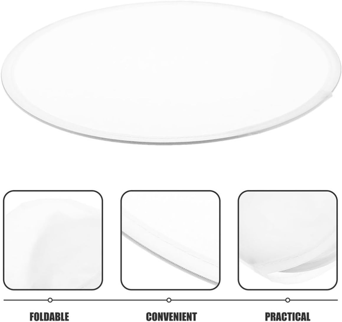 Ciieeo Portable round Foldable Hand Fan for Summer and Weddings, White Plastic and Fabric Material, Easy to Clean Stylish Handheld Fan with Unique Appearance for Festival and Party Use