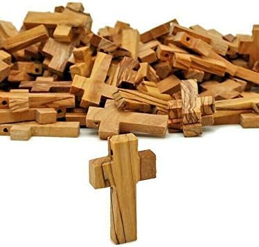 Generic 100 Pcs Olive Wood Crosses Hand Made Pendants Holy Land Gift Jerusalem Cross
