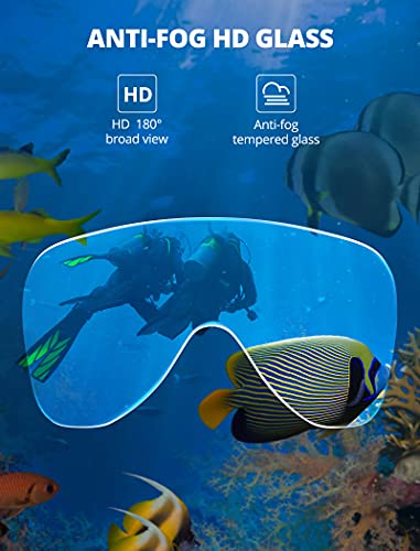 Image of AKASO Snorkel Mask, Broad View Scuba Mask Anti-Fog Anti-Leak with Camera Mount Diving Mask Snorkeling Mask, Snorkeling Gear for Adults A1(Light Blue)