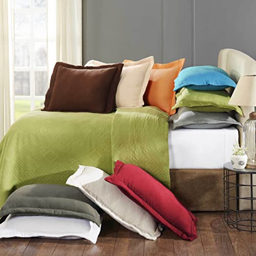 Superior Geometric Fret Bedspread With Matching Pillow Shams, Queen, Peacock Blue, 3-Pieces #TOP4