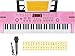 Hricane Piano Keyboard, 61 Keys Beginner Electronic Keyboard Portable Digital Music Keyboard, Early Education Music Instrument with Microphone & Music Sheet Stand