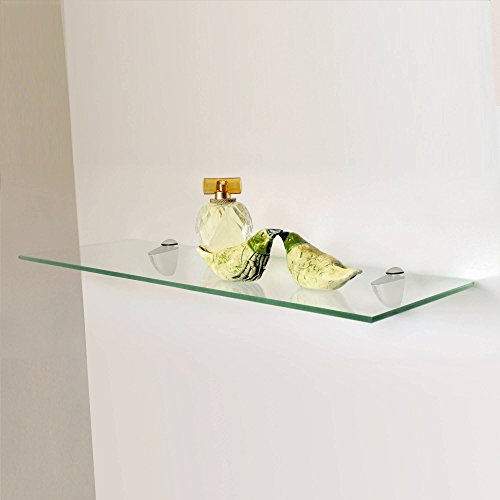 Fab Glass and Mirror Rectangle Floating Glass Shelf with Chrome Brackets, 12" L x 21" W by Fab Glass and Mirror - Image 3