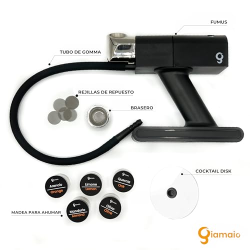 Miniatura 7 de Fumus - Ahumador De Alimentos Profesional - Ahumador De Carne 5 Sabores Chips De Virutas Europeo Incluidos - Cocktail Smoker Kit Con Disco Para Cócteles Recetario Digital