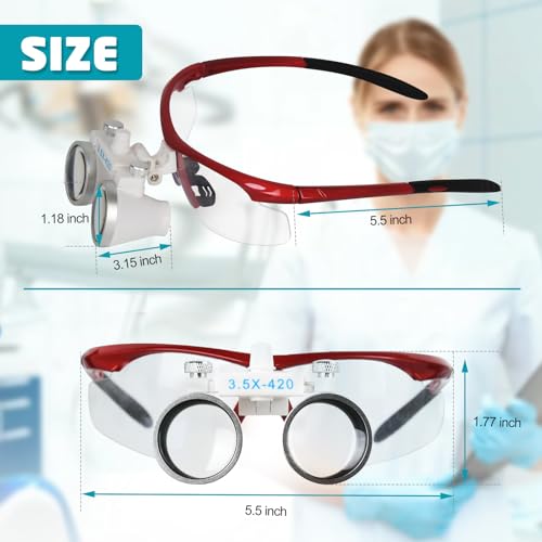 Magnifying Glasses with Protective Goggles, Ultralight Loupes, 3.5X Magnification, Working Distance 420mm, High Definition Imaging, Lightweight DY-102