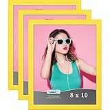 Icona Bay 8x10 Picture Frames (Yellow, 3 Pack), Colored Solid Wood Scandinavian Style Frames for Photo, Pizzazz Collection