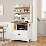 Lomojo Microwave Standing Baker's Racks 5-Tiers Cabinet (White and Brown)