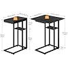 HOOBRO Foldable End Table, C Shaped Side Table with Storage Shelf, Small Snack Table Suitable for Living Room Bedroom Small Spaces, Easy Assembly, Black BK29SF01