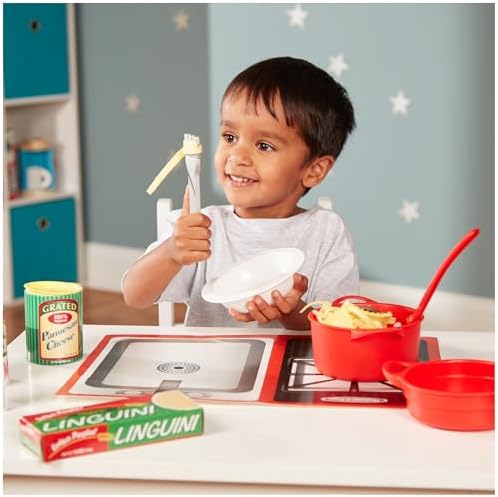 Melissa & Doug Prepare & Serve Pasta Set with Toy Food & Kids Play Kitchen Accessories, Montessori-Inspired Preschool Learning Toys for Girls & Boys 3+ (Pack of 6) — view 6