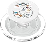 3er cumpleaños 3 años Peces niños niñas Acuario de Pesca PopSockets PopGrip para MagSafe