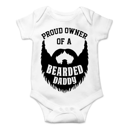Image of AW Fashions Proud Owner Of A Bearded Daddy Baby Bodysuit Cute Newborn Boys Outfit Funny Infant Clothes