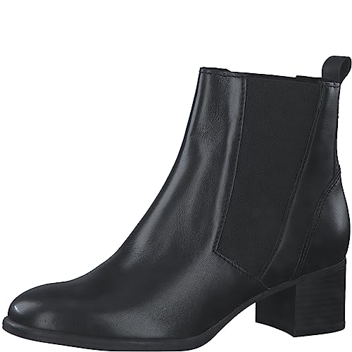 Tamaris Damen Boots Mit Blockabsatz – Leder, Gepolstert, Rutschfeste Sohle
